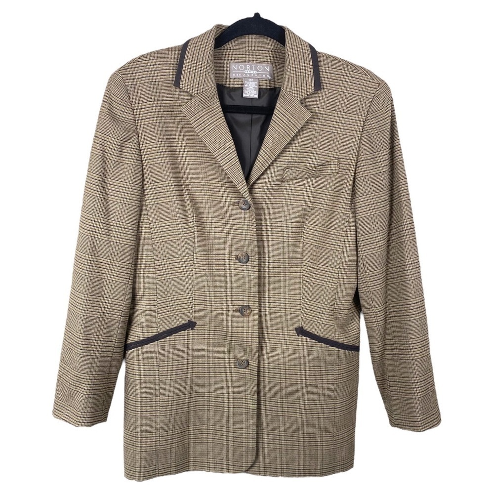 Norton McNaughton PETITES Brown Herringbone Blazer Jacket Size 10P NEW.